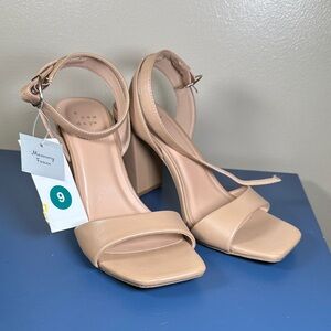 A New Day Women's Cream Ankle Strap Heels